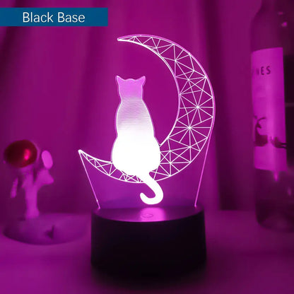 The newest 3D Acrylic LED night Light Moon Cat Figure Nightlight