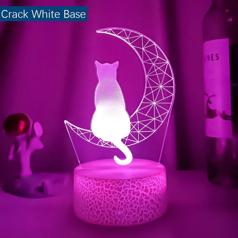 The newest 3D Acrylic LED night Light Moon Cat Figure Nightlight
