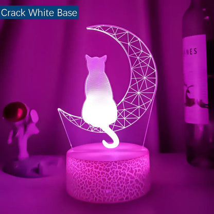 The newest 3D Acrylic LED night Light Moon Cat Figure Nightlight