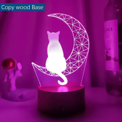 The newest 3D Acrylic LED night Light Moon Cat Figure Nightlight