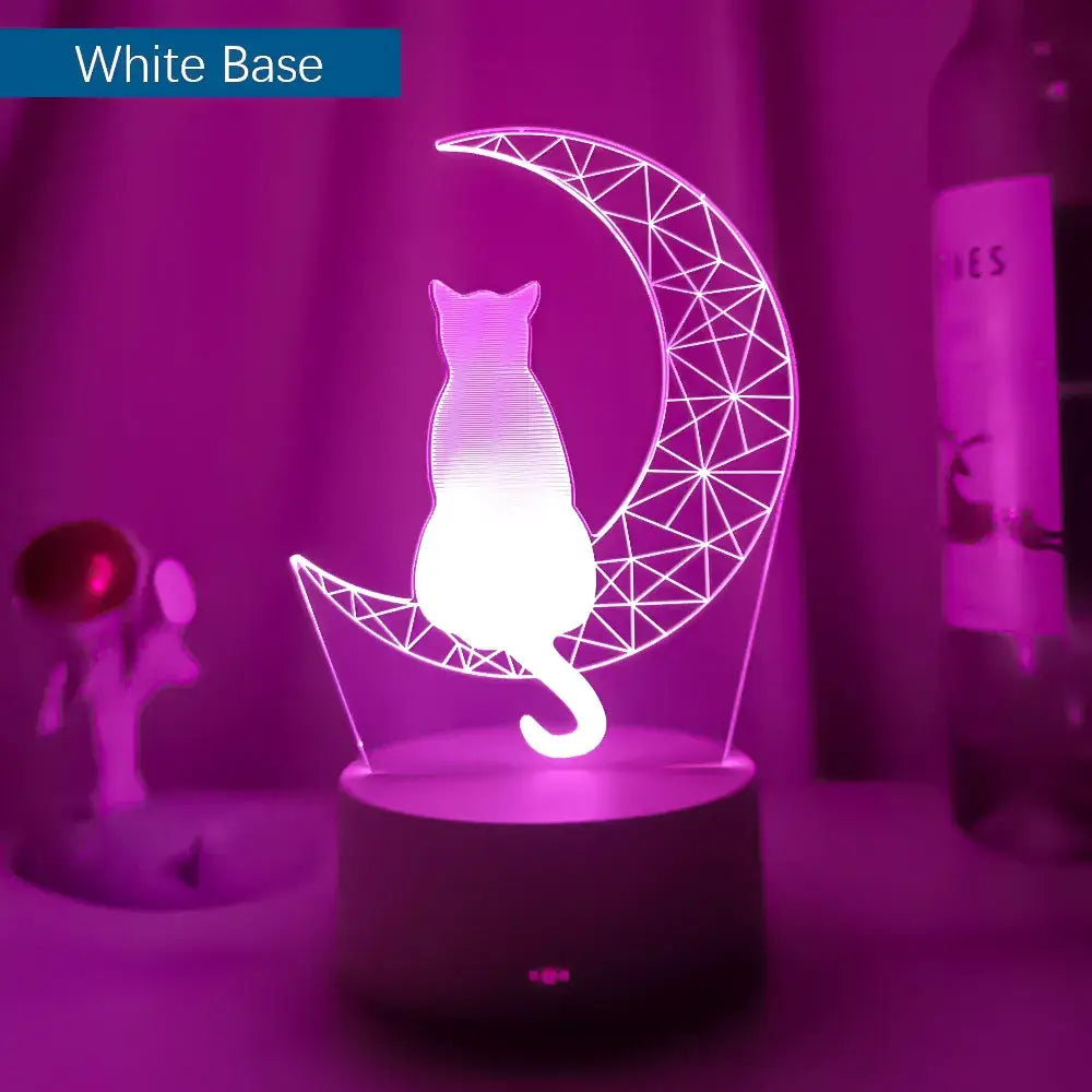The newest 3D Acrylic LED night Light Moon Cat Figure Nightlight