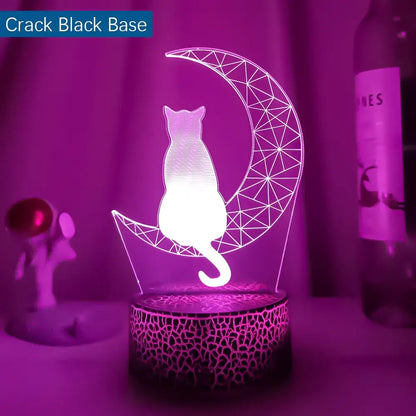 The newest 3D Acrylic LED night Light Moon Cat Figure Nightlight