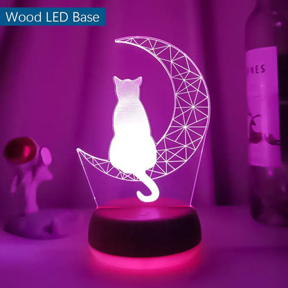 The newest 3D Acrylic LED night Light Moon Cat Figure Nightlight
