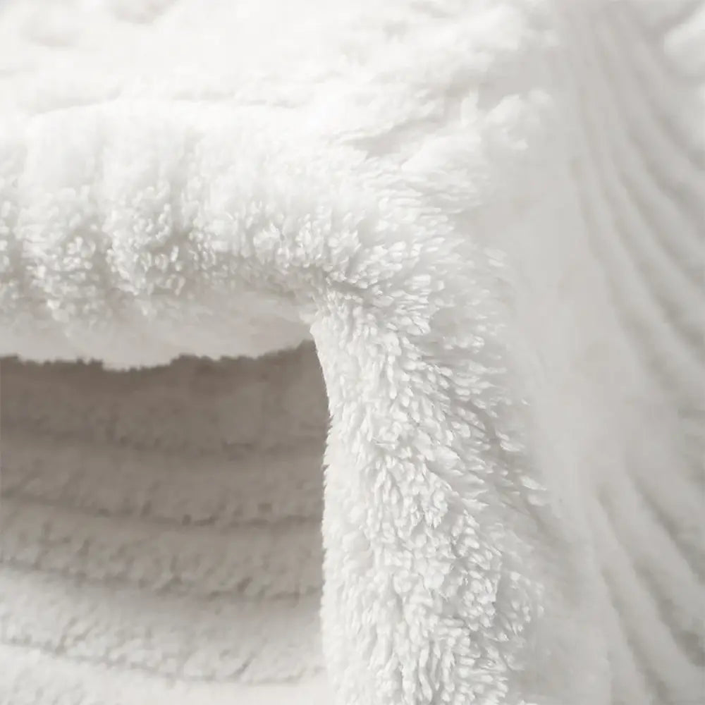 Thickened Absorbent Striped Floor Mat Solid Color Cotton Velvet Non-Slip Mat for Bathroom