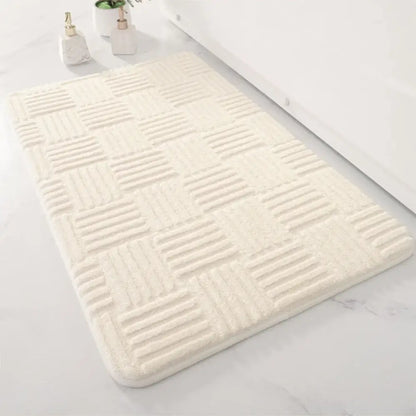 Thickened Striped Bath Mat – Cotton Velvet Non-Slip Absorbent Floor Mat
