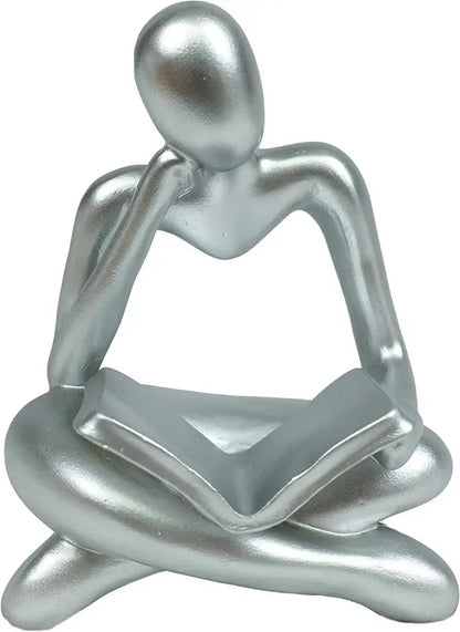 Thinker Reading Book Statue Modern Abstract Sculpture
