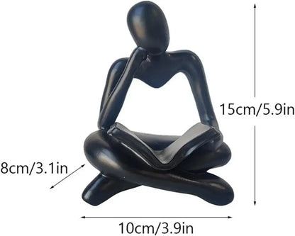 Thinker Reading Book Statue Modern Abstract Sculpture