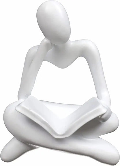 Thinker Reading Book Statue Modern Abstract Sculpture