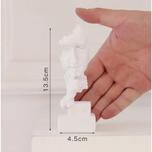 Thinker Statue Sculpture Silence Is Gold Figurines Resin Retro