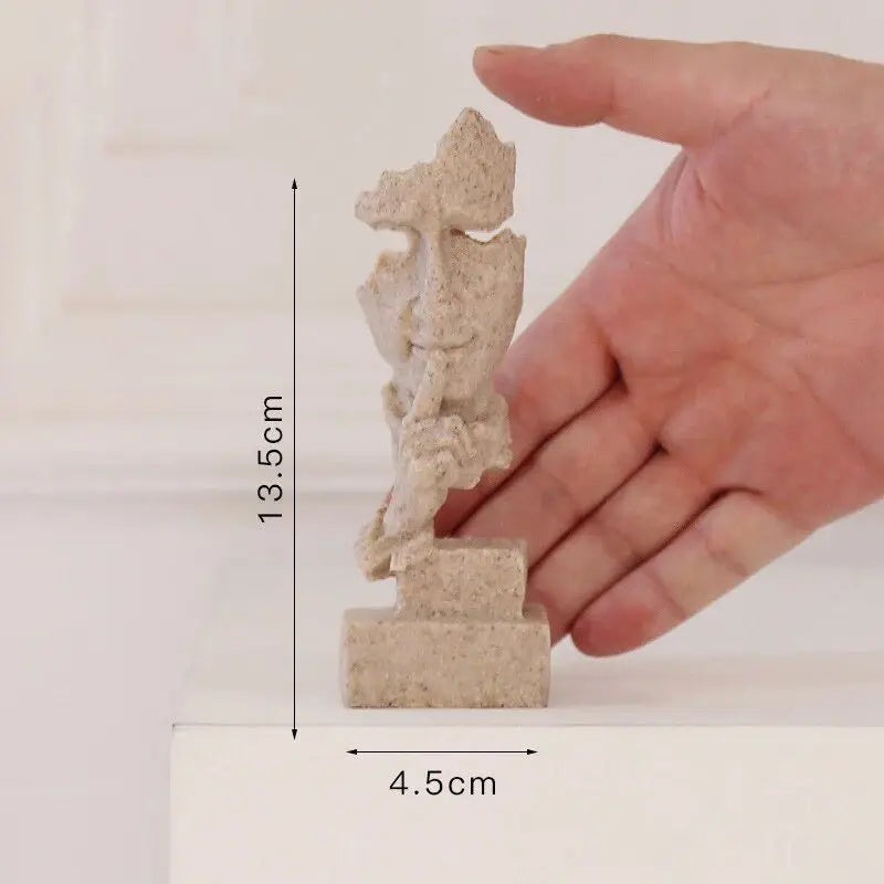 Thinker Statue Sculpture Silence Is Gold Figurines Resin Retro