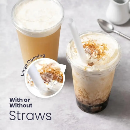Transparent Plastic Cup – Disposable Coffee, Bubble Tea & Cold Drink Cup Without Straw Cap