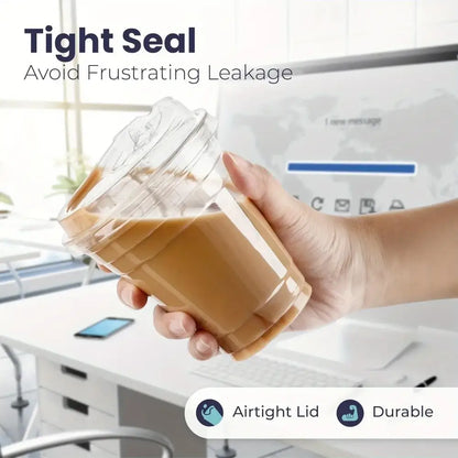 Transparent Plastic Cup – Disposable Coffee, Bubble Tea & Cold Drink Cup Without Straw Cap