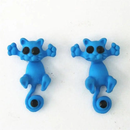 Trap Cat Stud Earrings — Cute Clay Cat Earrings in 8 Colors