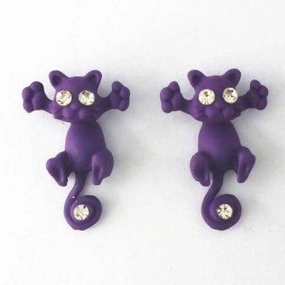 Trap Cat Stud Earrings — Cute Clay Cat Earrings in 8 Colors
