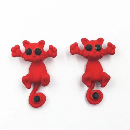 Trap Cat Stud Earrings — Cute Clay Cat Earrings in 8 Colors