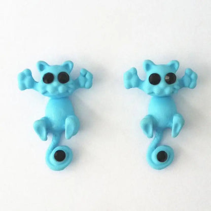 Trap Cat Stud Earrings — Cute Clay Cat Earrings in 8 Colors