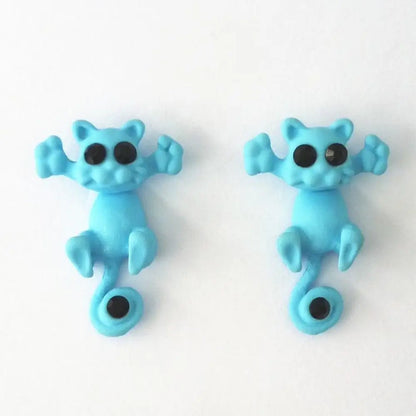 Trap Cat Stud Earrings — Cute Clay Cat Earrings in 8 Colors