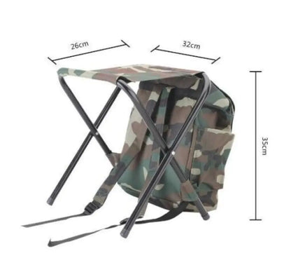 Travel Backpack Chair — 2-in-1 Steel Frame Folding Chair with 3-Pocket Backpack