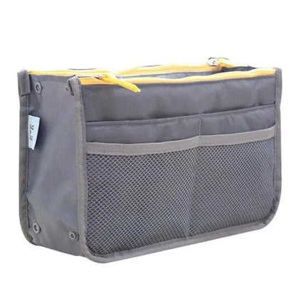 Handbag Organizer Insert — 13-Pocket Expandable Nylon Liner for Purses & Totes