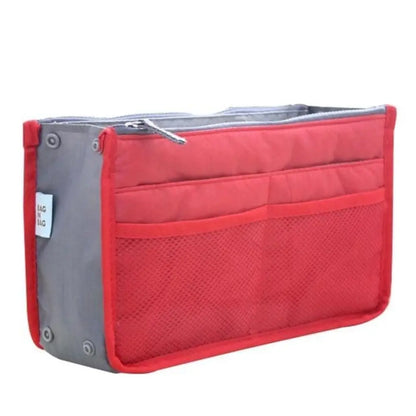 Handbag Organizer Insert — 13-Pocket Expandable Nylon Liner for Purses & Totes