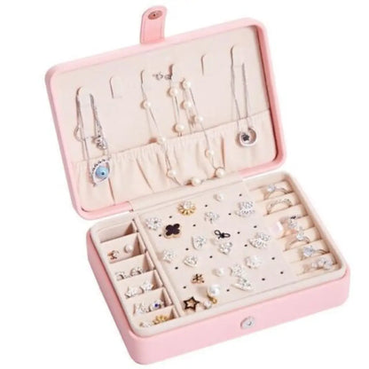 Travel Jewelry Box — Leather Organizer with Flannel Interior, Mirror & Hook Styles