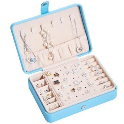 Travel Jewelry Box — Leather Organizer with Flannel Interior, Mirror & Hook Styles