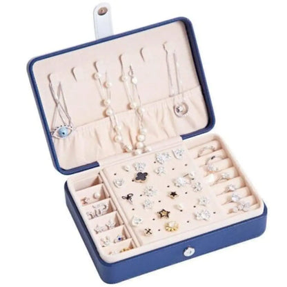Travel Jewelry Box — Leather Organizer with Flannel Interior, Mirror & Hook Styles
