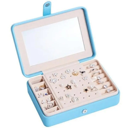 Travel Jewelry Box — Leather Organizer with Flannel Interior, Mirror & Hook Styles