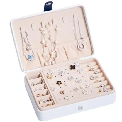 Travel Jewelry Box — Leather Organizer with Flannel Interior, Mirror & Hook Styles