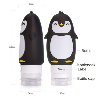 Penguin Travel Squeeze Bottles — Cute Silicone TSA-Approved Refillable Containers