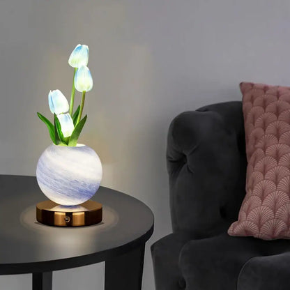 Tulip Planet LED Night Light USB Rechargeable 3-Color Dimmable Desk Decor Lamp