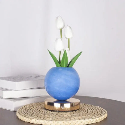 Tulip Planet LED Night Light USB Rechargeable 3-Color Dimmable Desk Decor Lamp