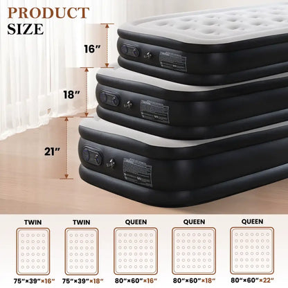 Twin Size Air Mattress Blow Up Double Height Non-Slip Air Bed