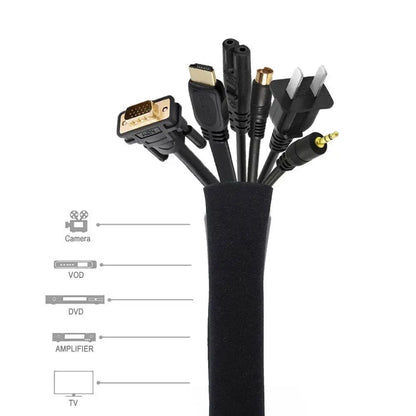 Universal Cable Management Sleeve Cord Organizer with Zipper - 5 Pcs
