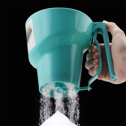 Ultra Flour Sifter – Fine Mesh, Squeeze Handle, Teal & Pink