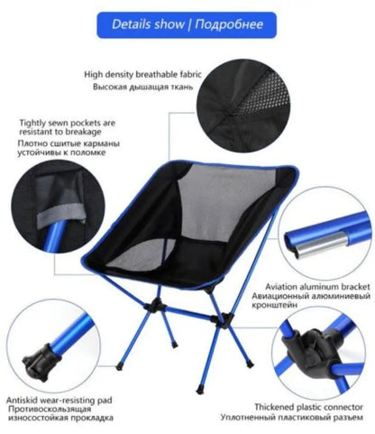 Ultralight Camping Chair – 0.9kg, 150kg Capacity, 3 Colors