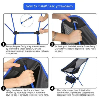 Ultralight Camping Chair – 0.9kg, 150kg Capacity, 3 Colors