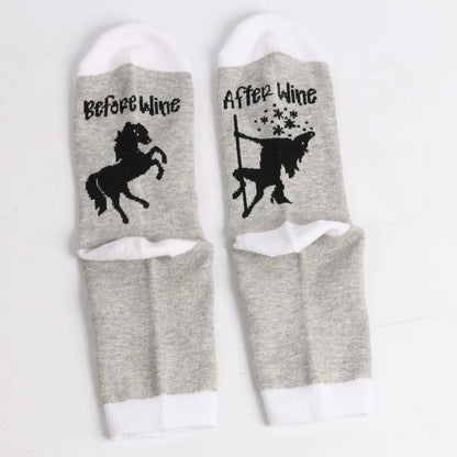 Unicorn Wine Socks – 100% Cotton, Cute Novelty Gift Socks