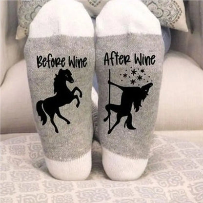 Unicorn Wine Socks – 100% Cotton, Cute Novelty Gift Socks