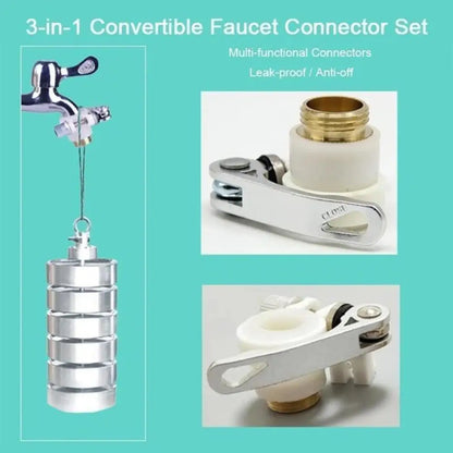 Universal 3-in-1 Brass Hose Tap Connector Leak-Proof Faucet Adapter Set
