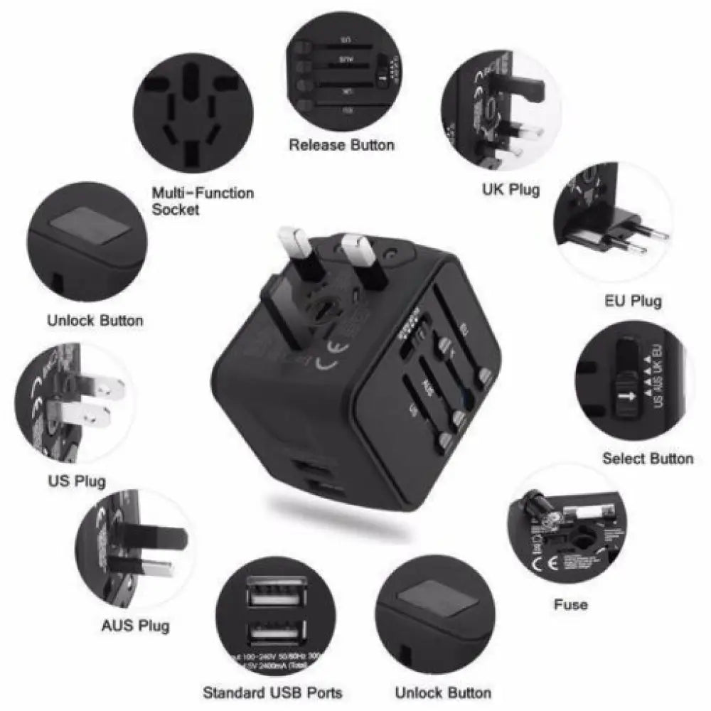 Universal Smart Travel Adapter – 150 Countries 4 USB Ports