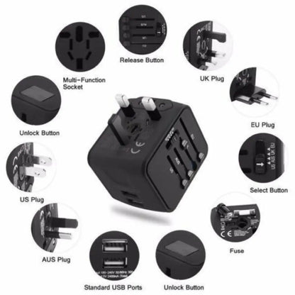 Universal Smart Travel Adapter – 150 Countries 4 USB Ports