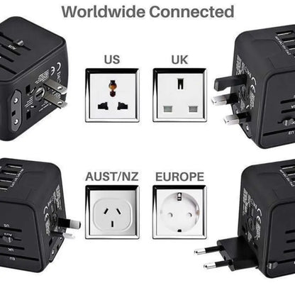 Universal Smart Travel Adapter – 150 Countries 4 USB Ports
