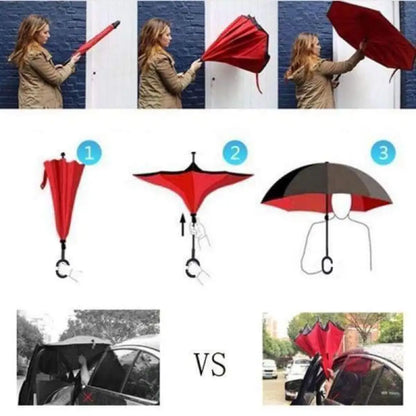 Upside Down Reverse Double Skin Umbrella – Windproof