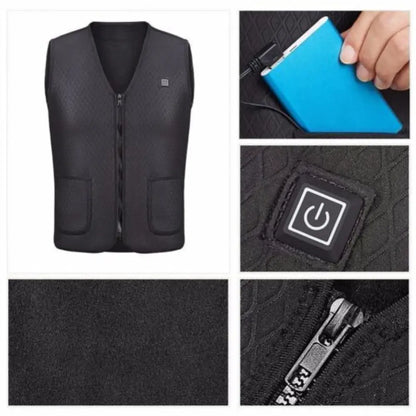 USB Heated Vest – 3-Level Carbon Fiber Electric Warming Vest