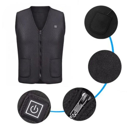 USB Heated Vest – 3-Level Carbon Fiber Electric Warming Vest