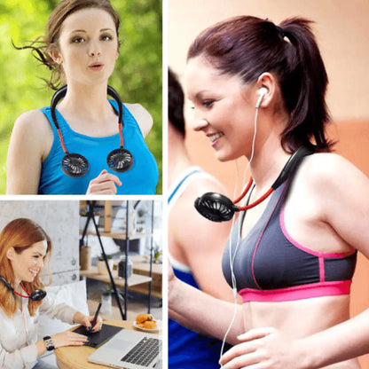 USB Portable Neck Fan – Rechargeable Hands-Free Neckband Cooler