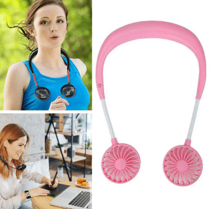 USB Portable Neck Fan – Rechargeable Hands-Free Neckband Cooler
