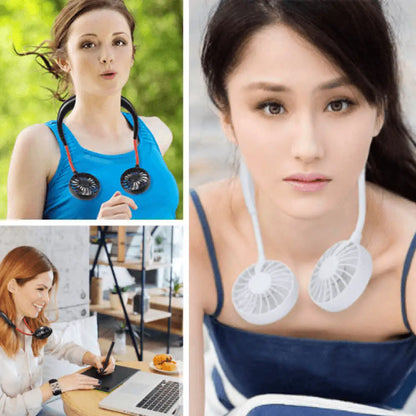 USB Portable Neck Fan – Rechargeable Hands-Free Neckband Cooler