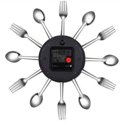 Stainless Steel Utensil Kitchen Wall Clock – Silent Movement